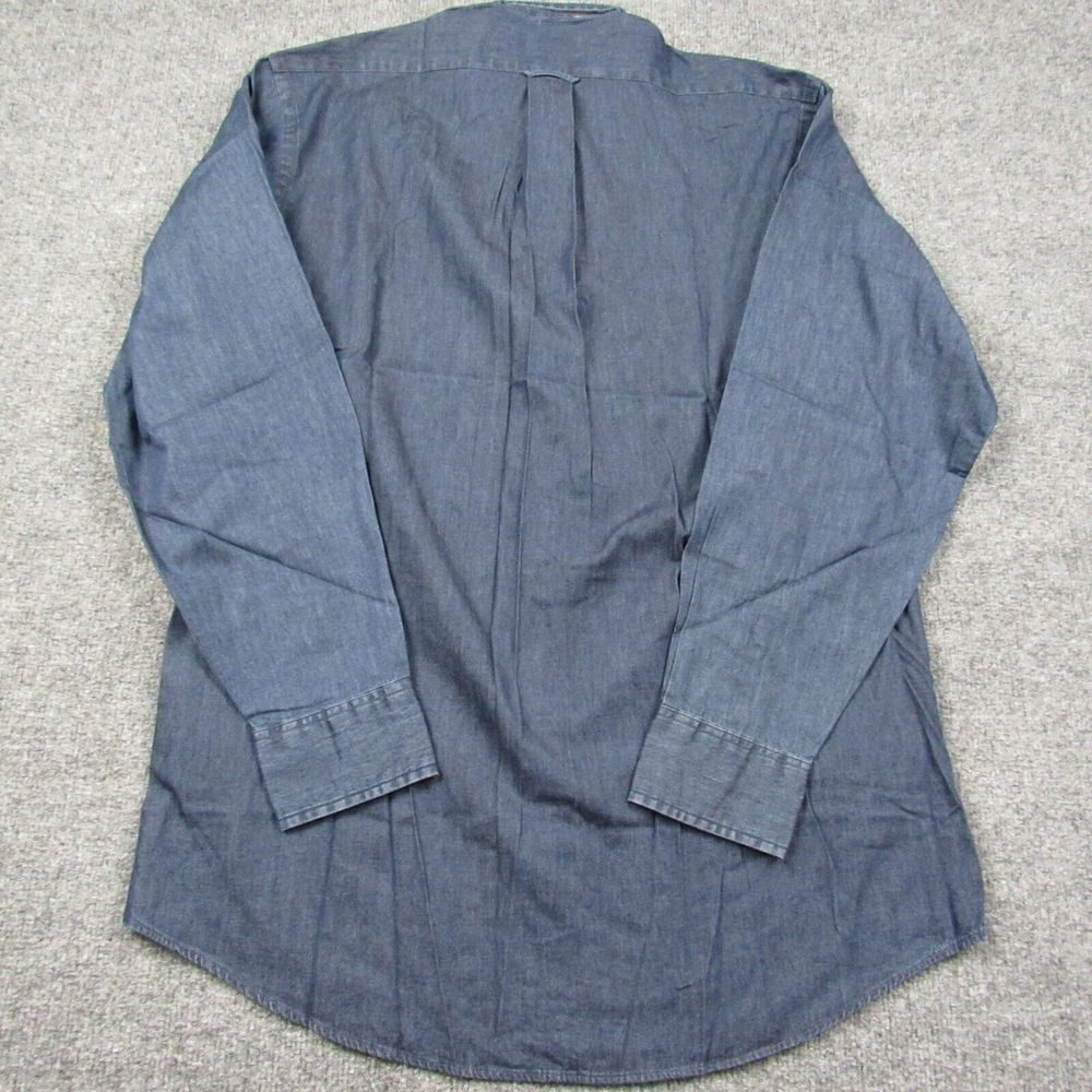 Izod Shirt Mens 15.5 34/35 Medium Lightweight Denim Dark Wash Long Sleeve - Picture 2 of 8